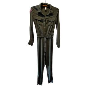 Children's Ghostsbusters‎ Costume One Piece Jumpsuit Justice Olive Green Sz 12